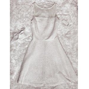 NWT Macy’s Gold Sparkle Sheer Neck Skater Dress